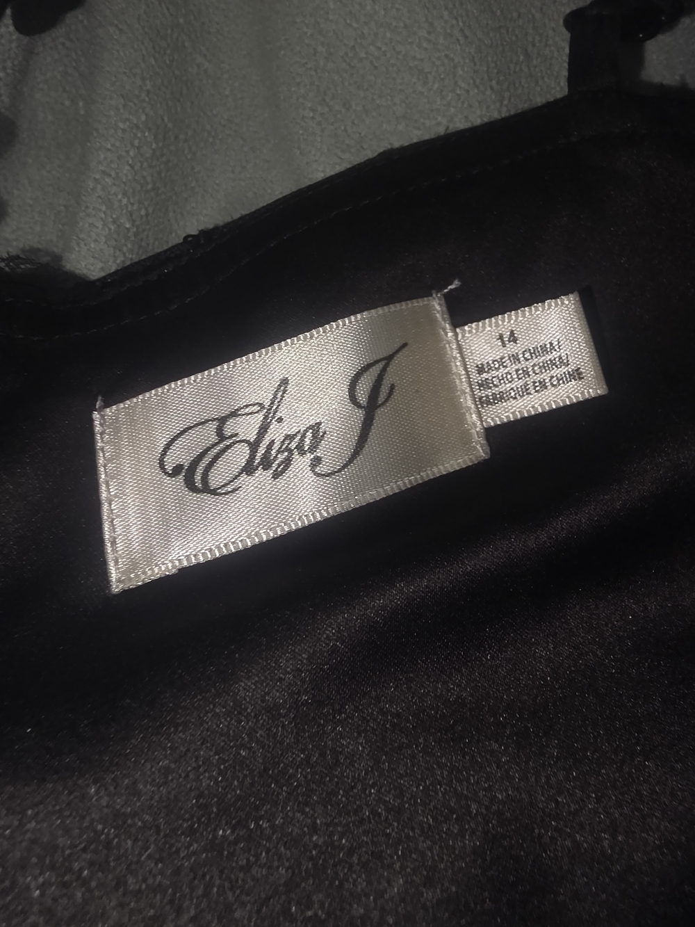 Eliza J Black Strapless Floral Appliqué Gown - Picture 5 of 6